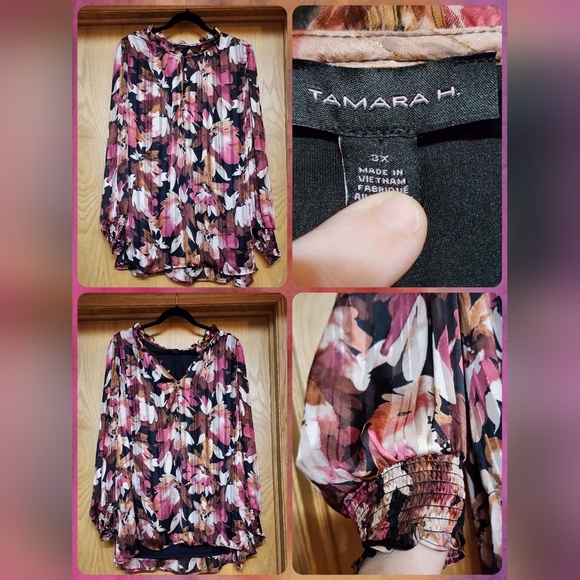 Fall Floral Chiffon Blouse - Picture 2 of 5